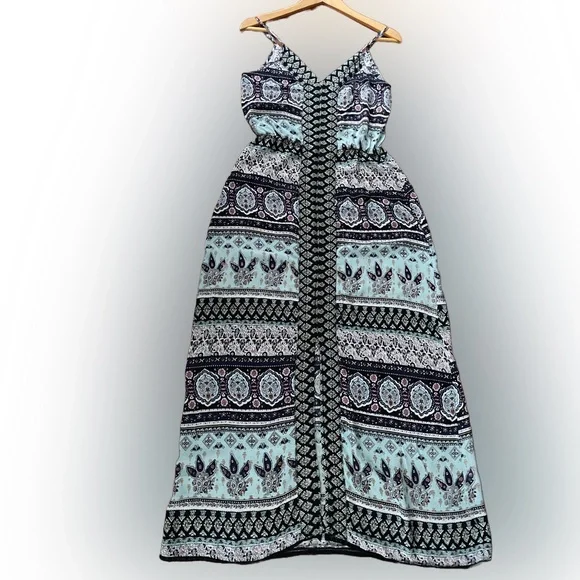turquoise boho maxi dress Ruffle Maxi Dress main image 1